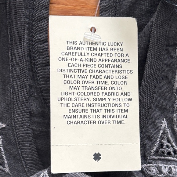 NWT Lucky Brand Embroidered Cold Shoulder Top Black Boho — Size M - Picture 8 of 9